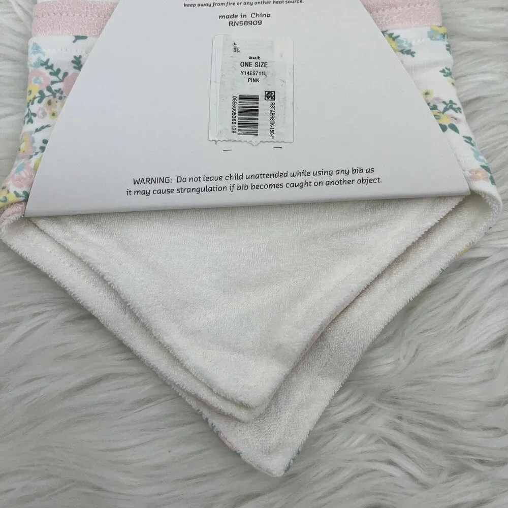 NEW Starting Out Bandana Bibs 3-Pack Baby Girls Snap Closure Floral Pink Pastel